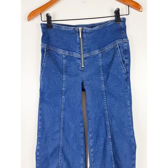 Anthropologie Pilcro Seamed Mid-Rise Crop Flare Jeans Wide Leg Cowgirl Rodeo - Picture 8 of 12